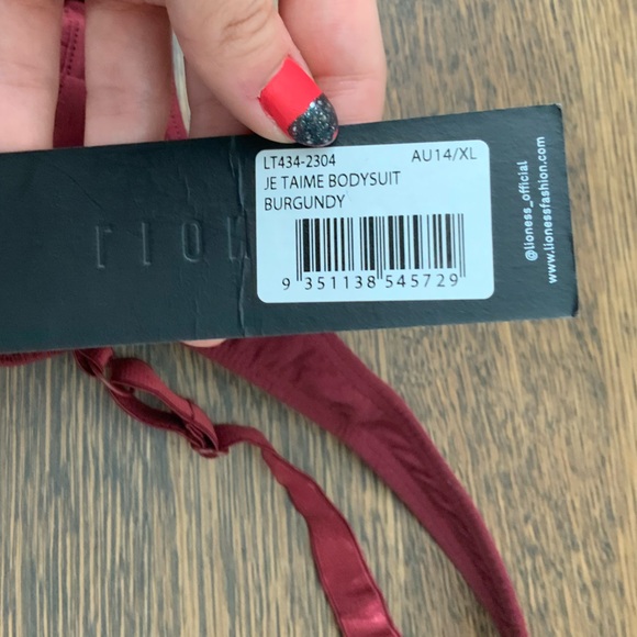 LIONESS Je T'aime Bodysuit Tank Sleeveless Burgundy Wine Women’s Size XL NEW - Picture 11 of 11